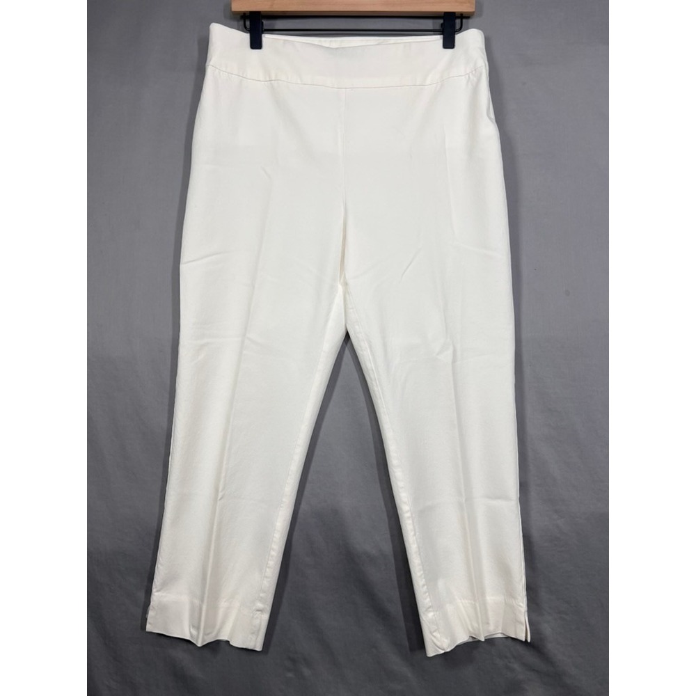 Chicos So Slimming White Crop Pants Womens 1.5 Large Pull On Stretch Trousers